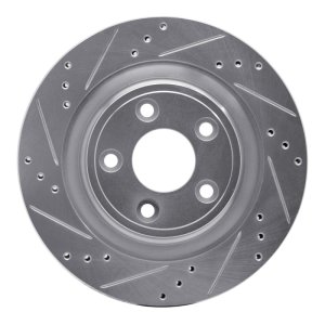 Jaguar S-Type Brake Rotor (1) - Rear Left - R1 Concepts - Drilled & Slotted - Silver - `06-`08